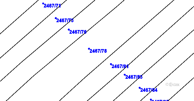 Parcela st. 2467/79 v KÚ Tišnov, Katastrální mapa