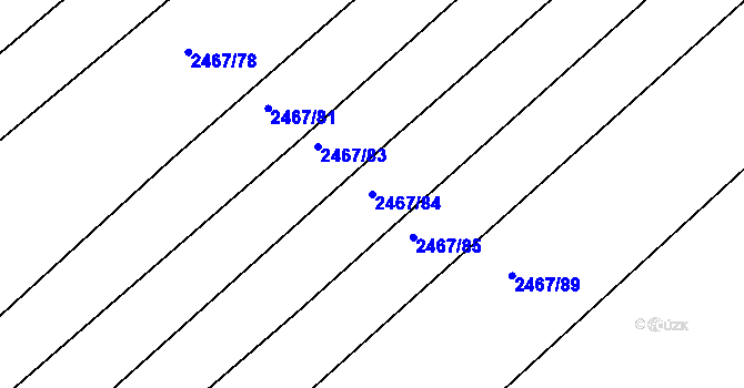 Parcela st. 2467/84 v KÚ Tišnov, Katastrální mapa