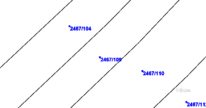 Parcela st. 2467/107 v KÚ Tišnov, Katastrální mapa