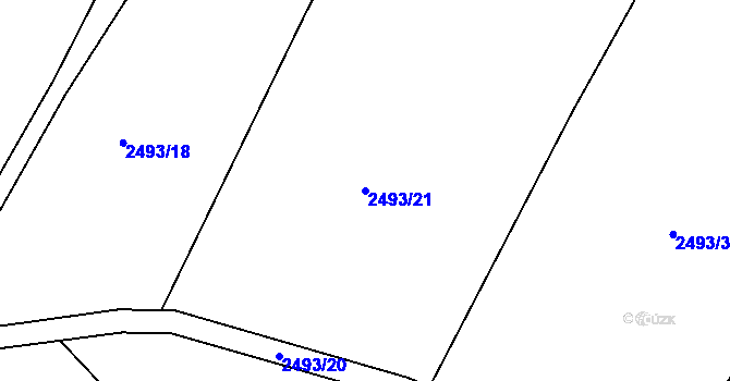 Parcela st. 2493/21 v KÚ Tišnov, Katastrální mapa