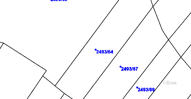 Parcela st. 2493/64 v KÚ Tišnov, Katastrální mapa