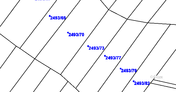 Parcela st. 2493/73 v KÚ Tišnov, Katastrální mapa