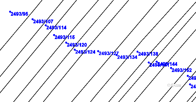 Parcela st. 2493/127 v KÚ Tišnov, Katastrální mapa