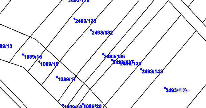 Parcela st. 2493/136 v KÚ Tišnov, Katastrální mapa