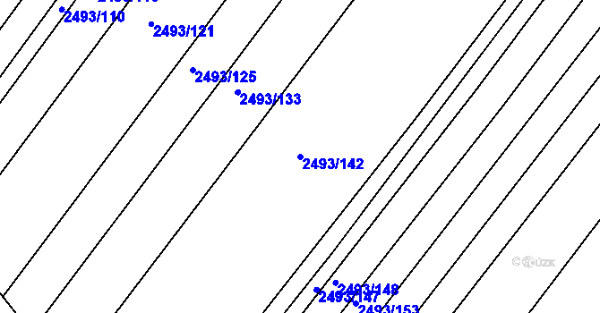 Parcela st. 2493/142 v KÚ Tišnov, Katastrální mapa
