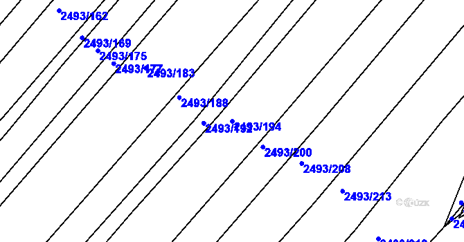 Parcela st. 2493/194 v KÚ Tišnov, Katastrální mapa