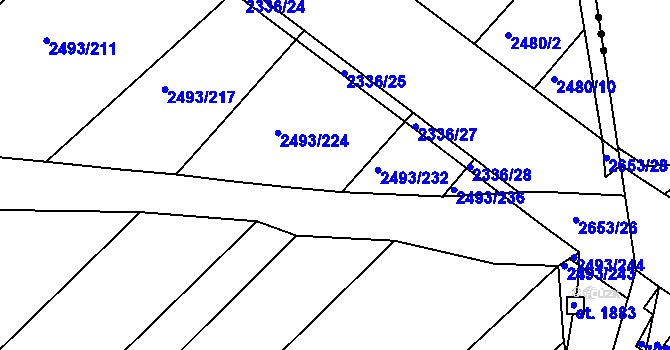 Parcela st. 2493/229 v KÚ Tišnov, Katastrální mapa
