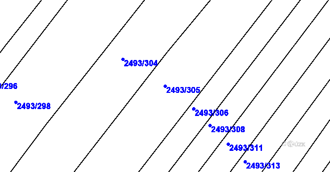 Parcela st. 2493/305 v KÚ Tišnov, Katastrální mapa