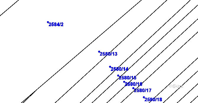 Parcela st. 2580/13 v KÚ Tišnov, Katastrální mapa