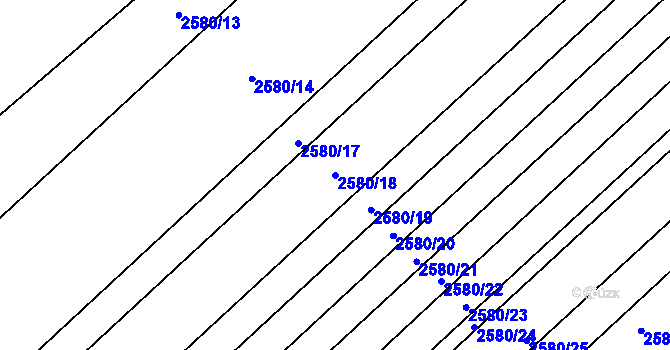 Parcela st. 2580/18 v KÚ Tišnov, Katastrální mapa