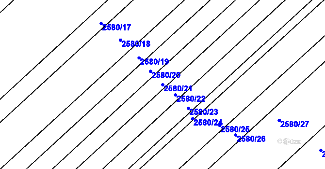 Parcela st. 2580/21 v KÚ Tišnov, Katastrální mapa