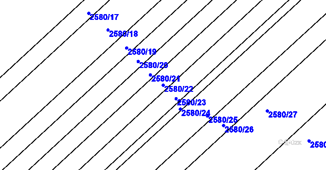 Parcela st. 2580/22 v KÚ Tišnov, Katastrální mapa