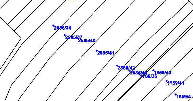 Parcela st. 2585/41 v KÚ Tišnov, Katastrální mapa