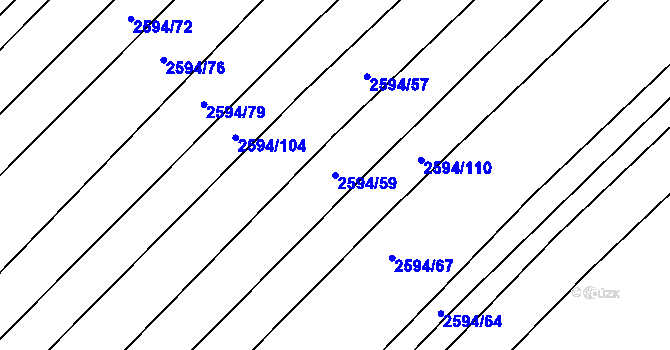 Parcela st. 2594/59 v KÚ Tišnov, Katastrální mapa