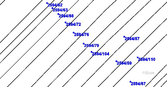 Parcela st. 2594/79 v KÚ Tišnov, Katastrální mapa