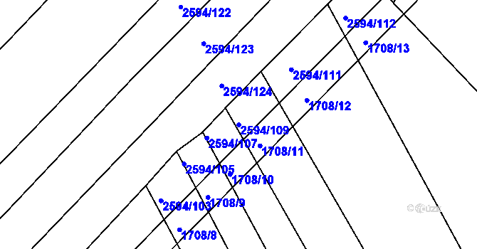 Parcela st. 2594/109 v KÚ Tišnov, Katastrální mapa