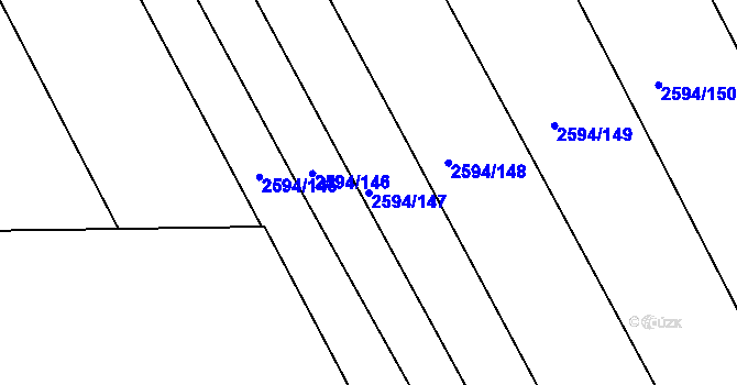 Parcela st. 2594/147 v KÚ Tišnov, Katastrální mapa