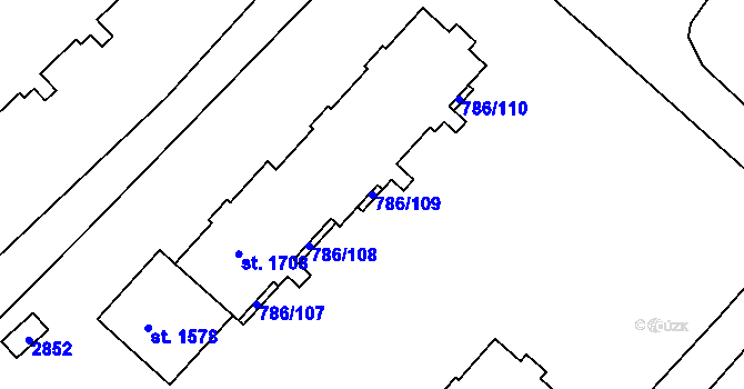 Parcela st. 786/109 v KÚ Tišnov, Katastrální mapa