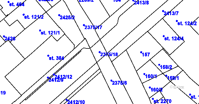 Parcela st. 2375/18 v KÚ Tišnov, Katastrální mapa
