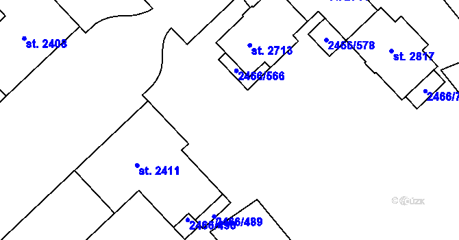 Parcela st. 2466/436 v KÚ Tišnov, Katastrální mapa
