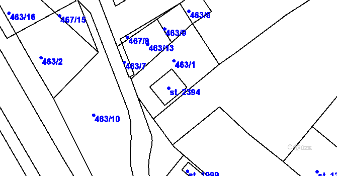 Parcela st. 2394 v KÚ Tišnov, Katastrální mapa