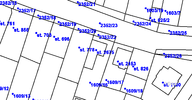 Parcela st. 2675 v KÚ Tišnov, Katastrální mapa