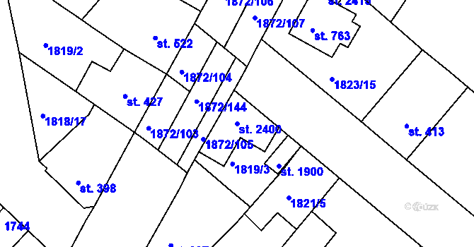 Parcela st. 2400 v KÚ Tišnov, Katastrální mapa