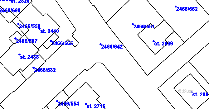 Parcela st. 2466/459 v KÚ Tišnov, Katastrální mapa
