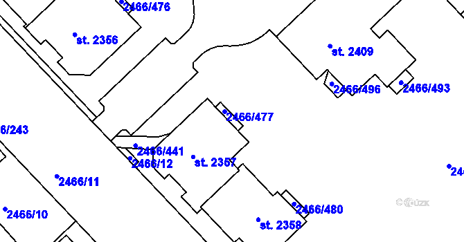 Parcela st. 2466/478 v KÚ Tišnov, Katastrální mapa