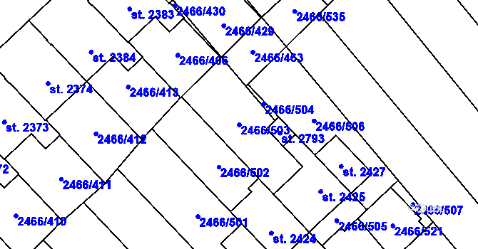 Parcela st. 2466/503 v KÚ Tišnov, Katastrální mapa