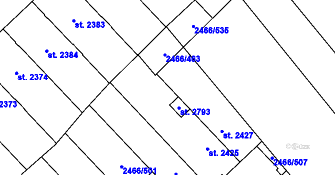 Parcela st. 2466/504 v KÚ Tišnov, Katastrální mapa