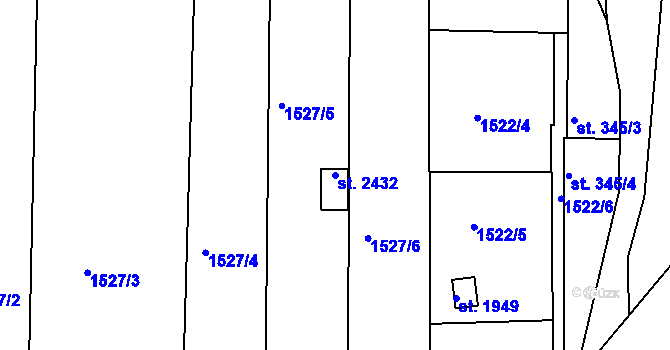 Parcela st. 2432 v KÚ Tišnov, Katastrální mapa