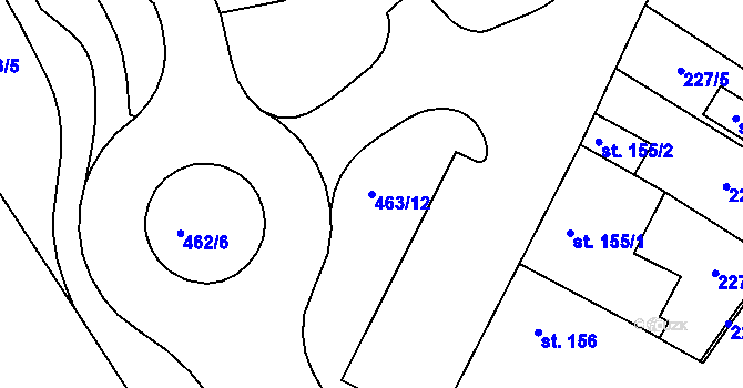 Parcela st. 463/12 v KÚ Tišnov, Katastrální mapa