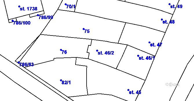 Parcela st. 46/2 v KÚ Tišnov, Katastrální mapa