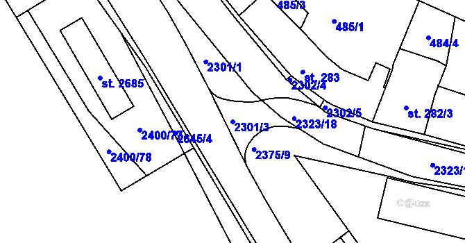 Parcela st. 2301/3 v KÚ Tišnov, Katastrální mapa