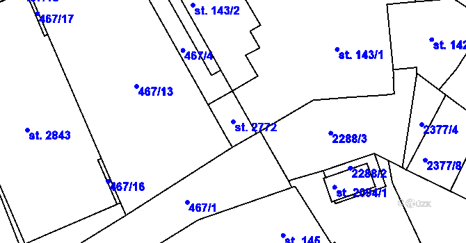 Parcela st. 2772 v KÚ Tišnov, Katastrální mapa