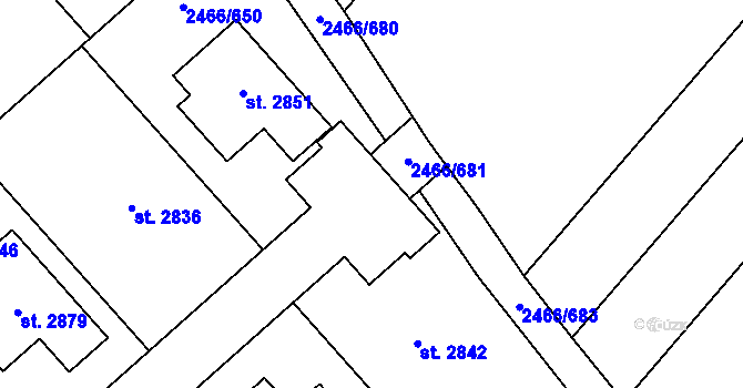 Parcela st. 2466/652 v KÚ Tišnov, Katastrální mapa