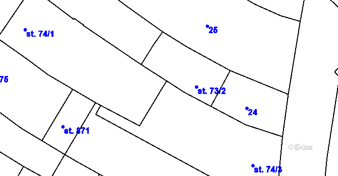 Parcela st. 74/4 v KÚ Tišnov, Katastrální mapa