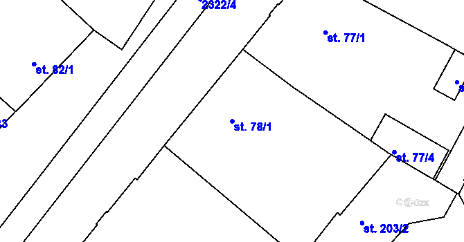 Parcela st. 78/1 v KÚ Tišnov, Katastrální mapa