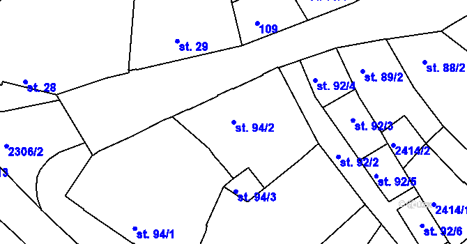 Parcela st. 94/2 v KÚ Tišnov, Katastrální mapa