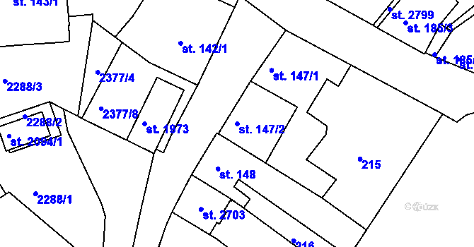Parcela st. 147/2 v KÚ Tišnov, Katastrální mapa
