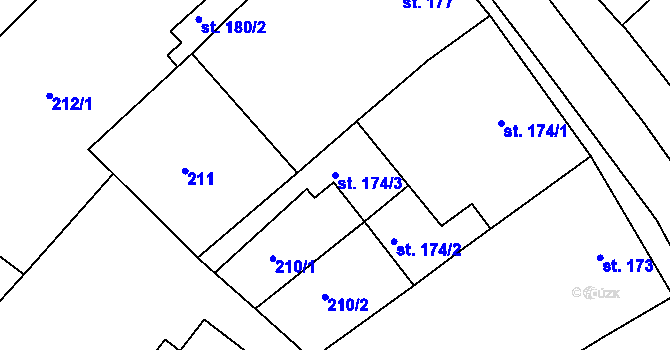 Parcela st. 174/3 v KÚ Tišnov, Katastrální mapa