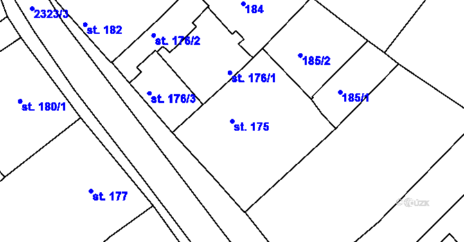 Parcela st. 175 v KÚ Tišnov, Katastrální mapa