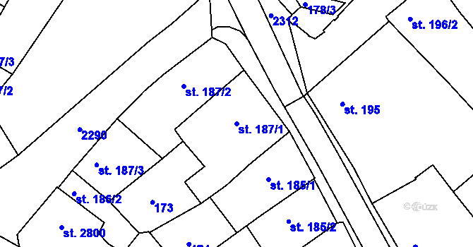 Parcela st. 187/1 v KÚ Tišnov, Katastrální mapa