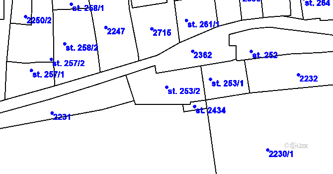 Parcela st. 253/2 v KÚ Tišnov, Katastrální mapa