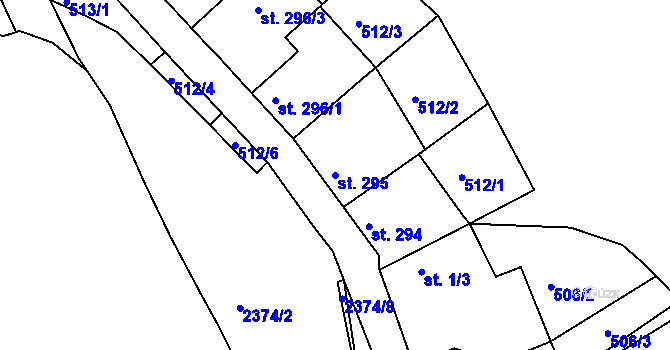 Parcela st. 295 v KÚ Tišnov, Katastrální mapa
