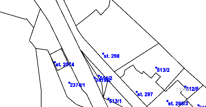 Parcela st. 298 v KÚ Tišnov, Katastrální mapa