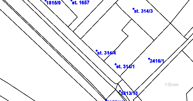 Parcela st. 314/4 v KÚ Tišnov, Katastrální mapa