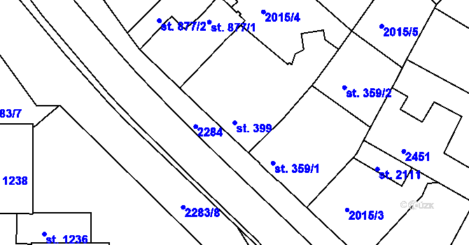 Parcela st. 399 v KÚ Tišnov, Katastrální mapa