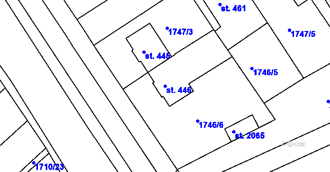 Parcela st. 446 v KÚ Tišnov, Katastrální mapa